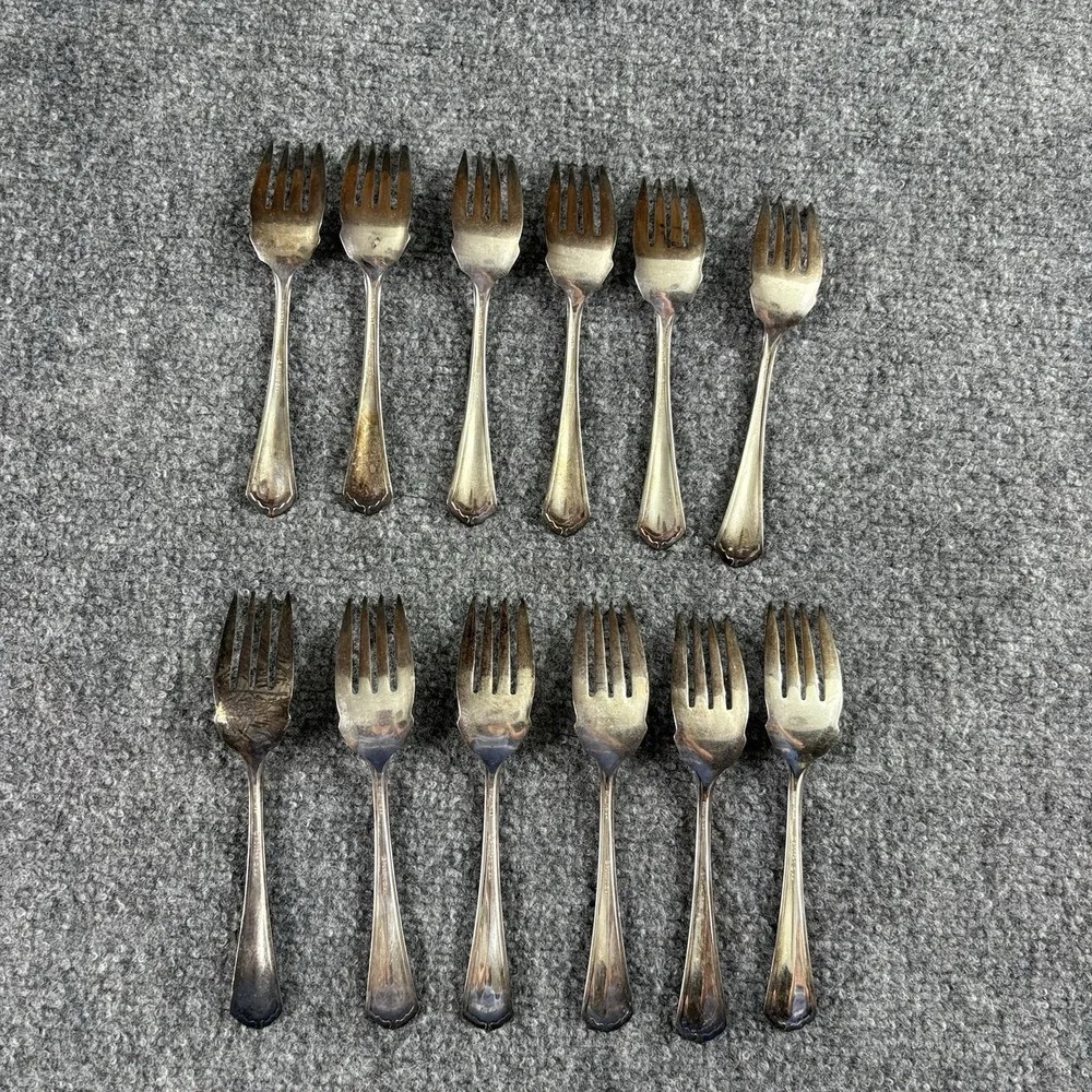 VTG 12 Rogers AA Puritan 1912 Individual Salad Forks Silverplate Pat Sept 3 1912